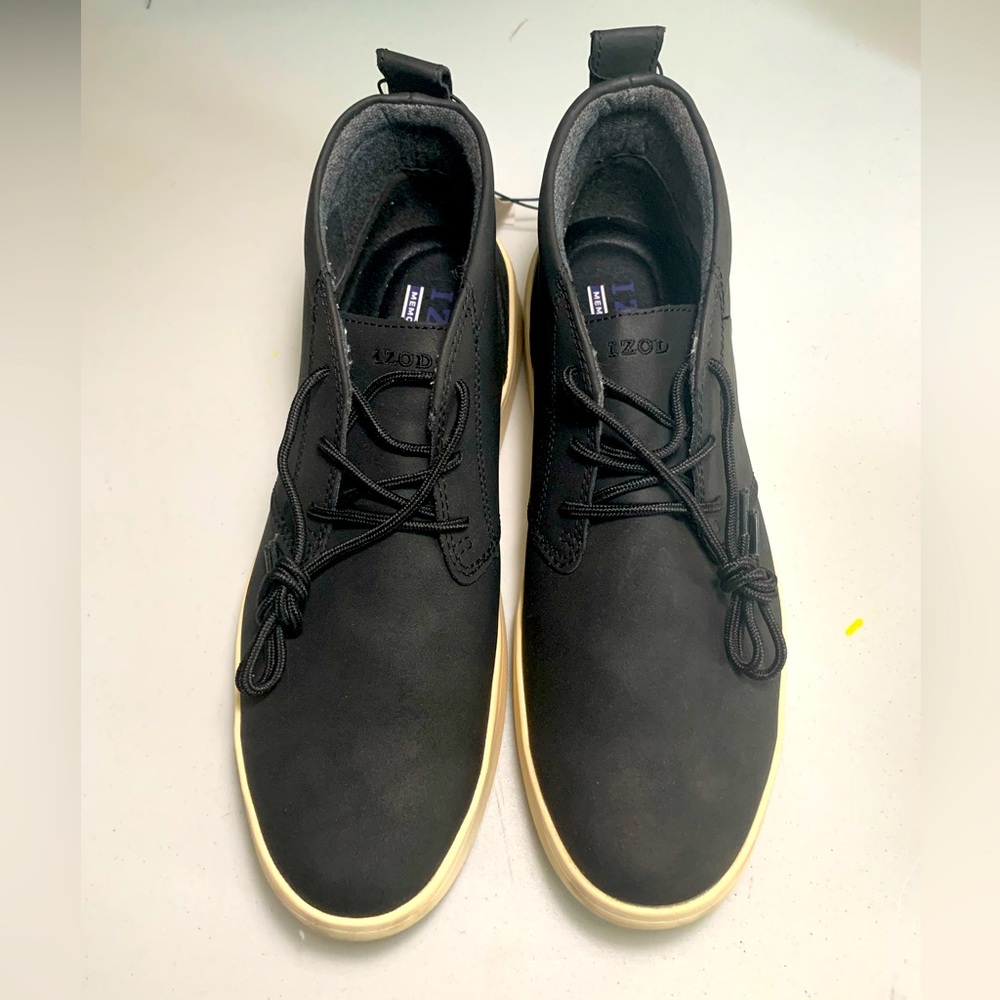 NWT Izod Black Chukka Boots with Cream Soles